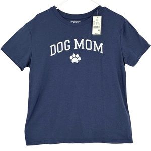 Modern Lux Women’s “Dog Mom” Short Sleeve Graphic T-Shirt Navy Size M.